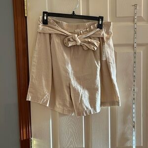 NWT-land’n sea-L-tan-tie front, high waist,washable, linen blend shorts